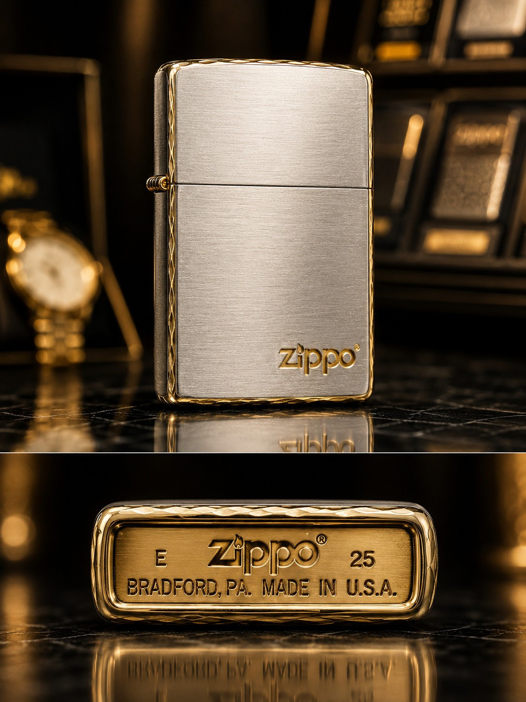 Alışqan Zippo, polad, gümüşü