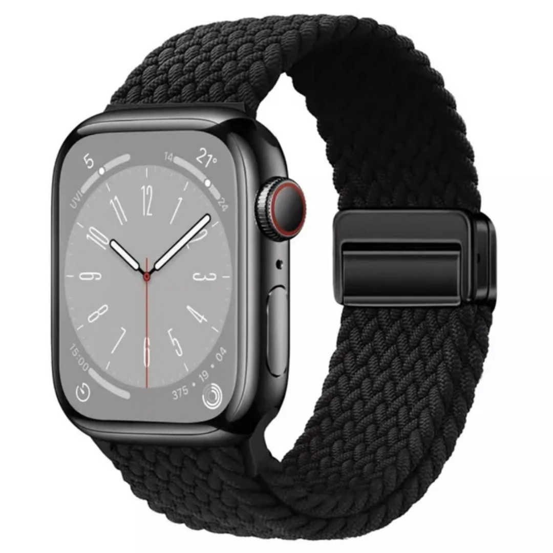 Ağıllı saat üçün qayış, neylon, qara - Apple Watch 42/44/45/49 mm üçün