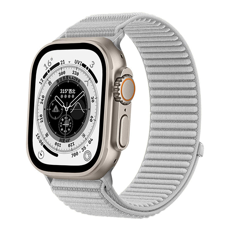 Kəmər Apple Watch Series 10/9/8/7/SE üçün, neylon, açıq boz