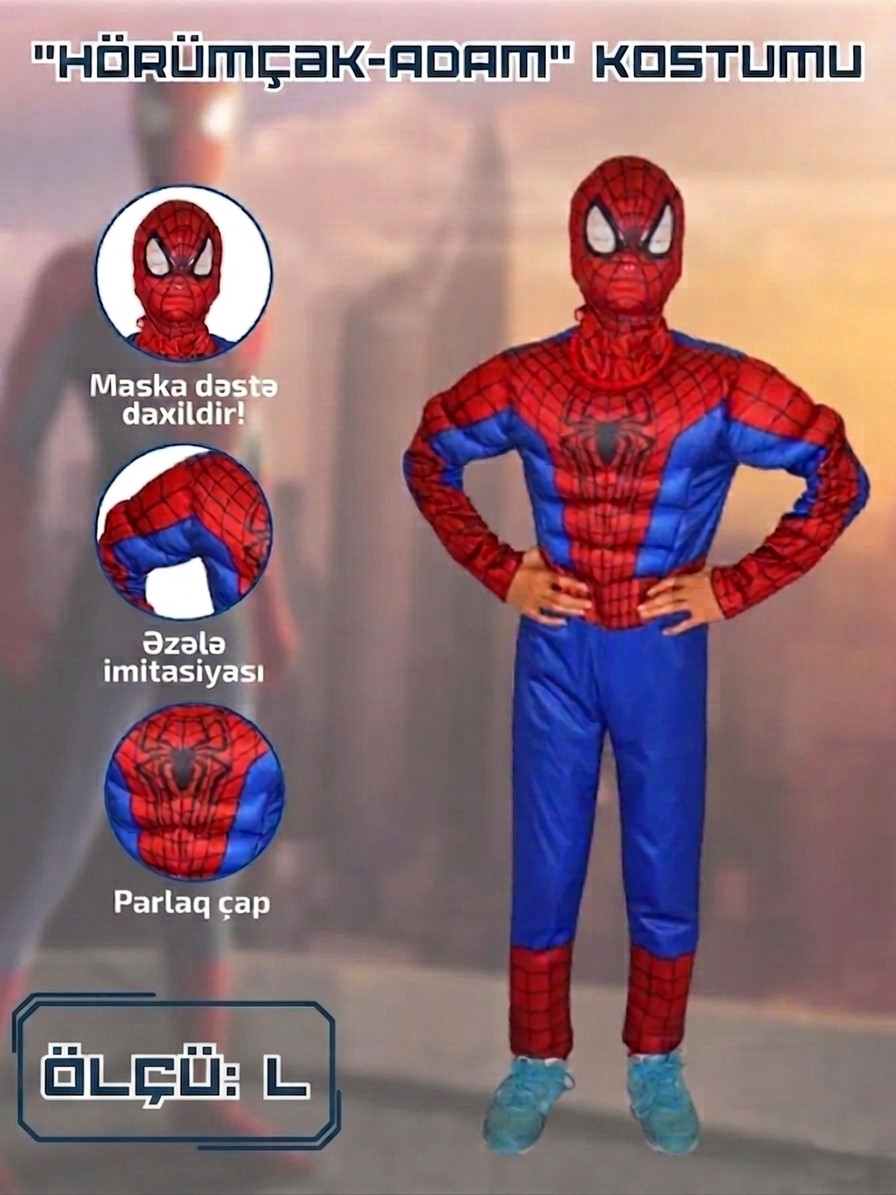 Kostyum Spider-Man, göy/qırmızı, 8-10 yaş
