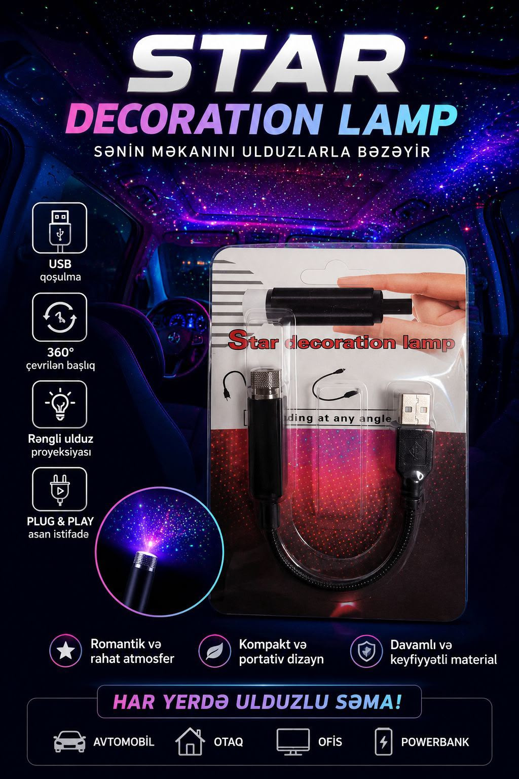 Avtomobil salonu üçün işıqlandırma Star Decoration Lamp