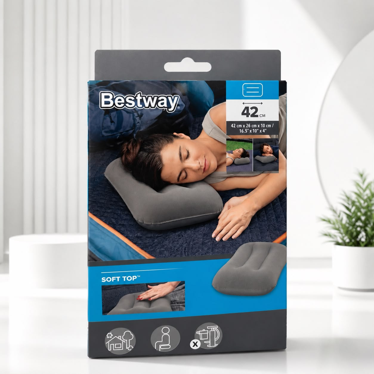 Baş üçün şişmə yastıq Bestway bm&999, 180-200 q, PVC, boz