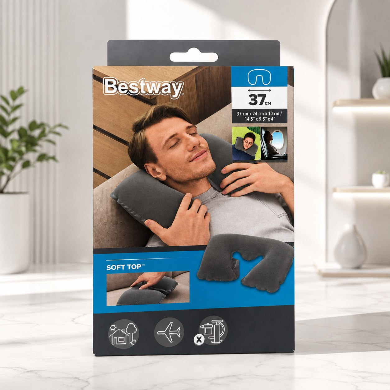Baş üçün şişmə yastıq Bestway, bm&9989, 180-200 q, PVC, boz