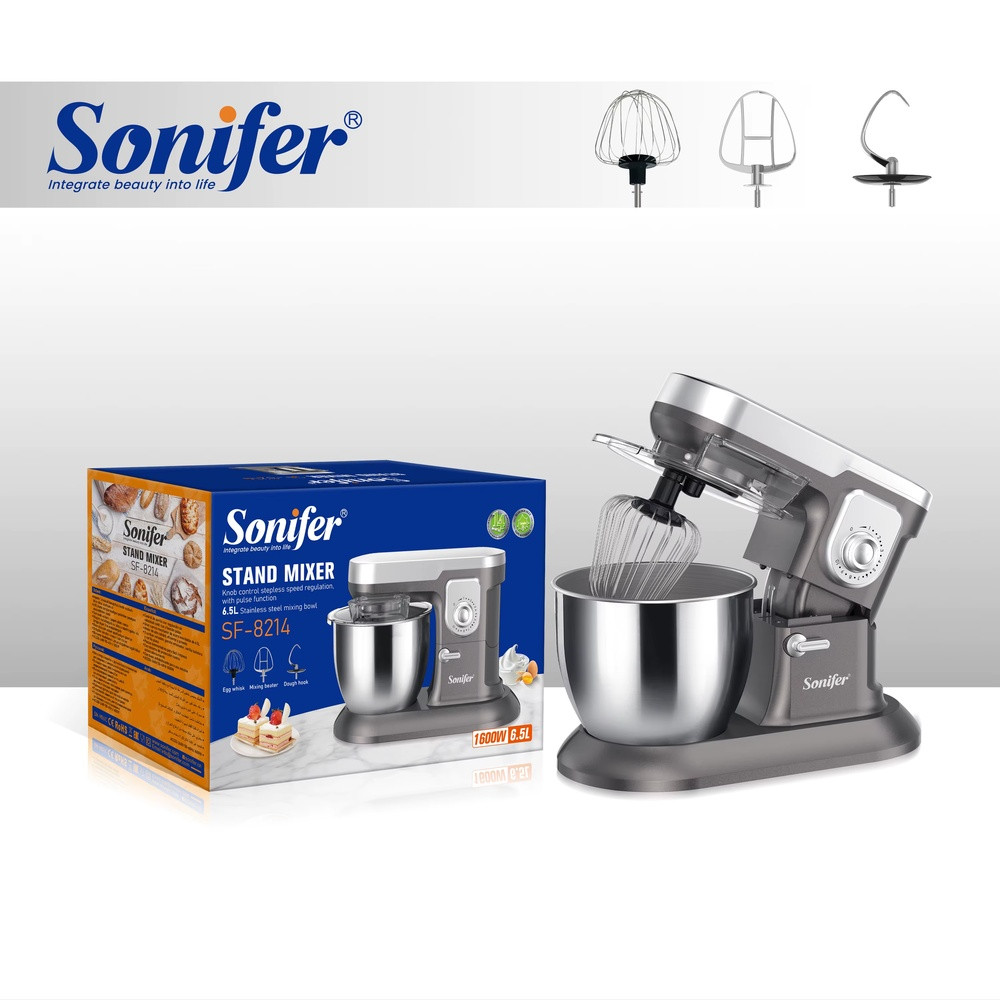 Mikser Sonifer SF-8214 (40), planetar, 1600 Vt, 10 sürət, boz