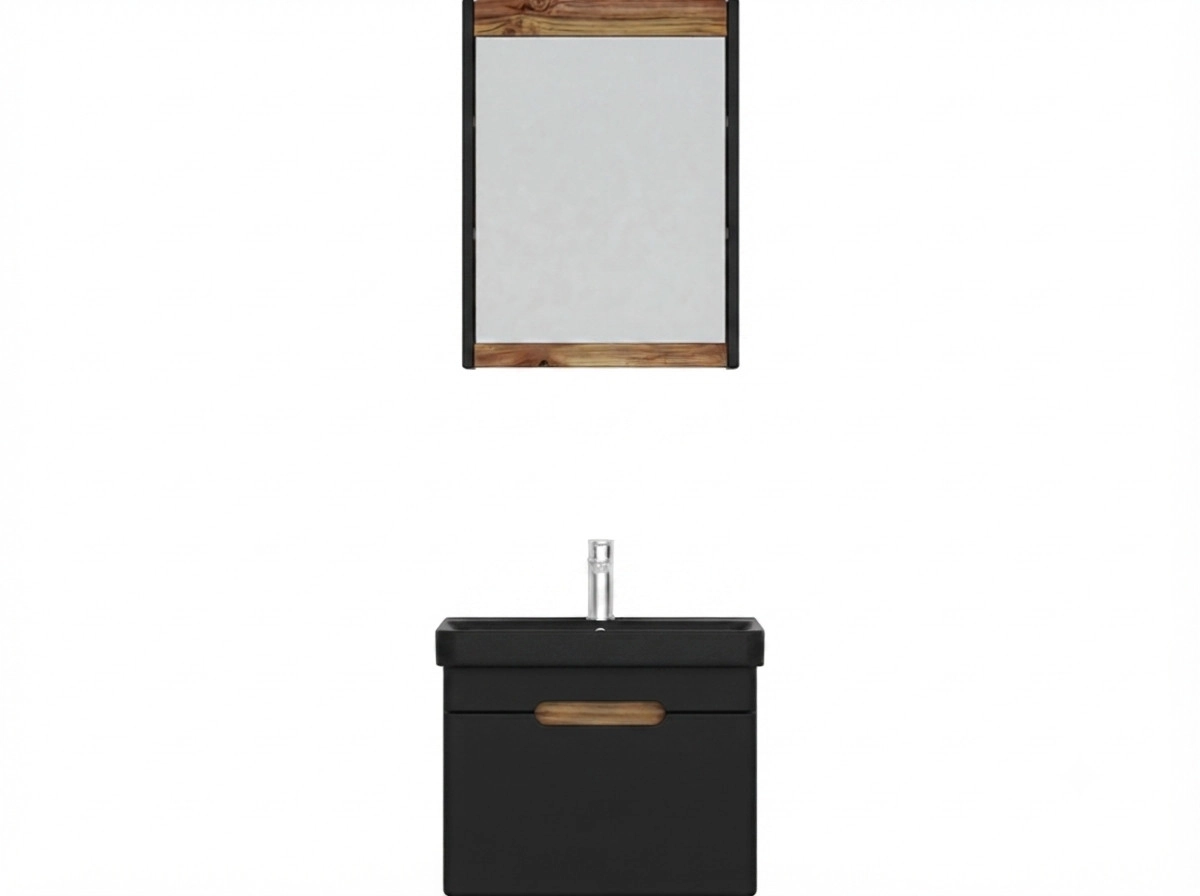 Hamam otağı üçün mebel dəsti Biani TONDO, qara, 38x121x55 sm