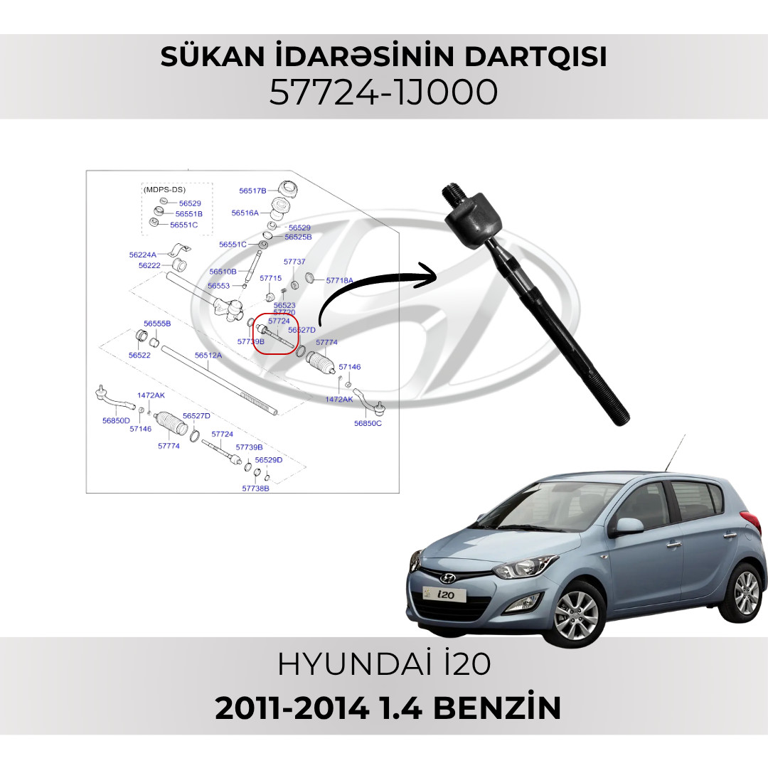 Sükan dartqısı 57724-1J000 Hyundai İ20 1.4 2011-2014 üçün, analoq