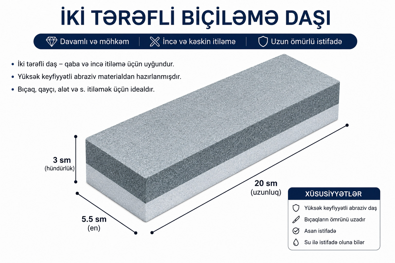 İtiləmə daşı, slisium karbid, ikitərəfli, boz,