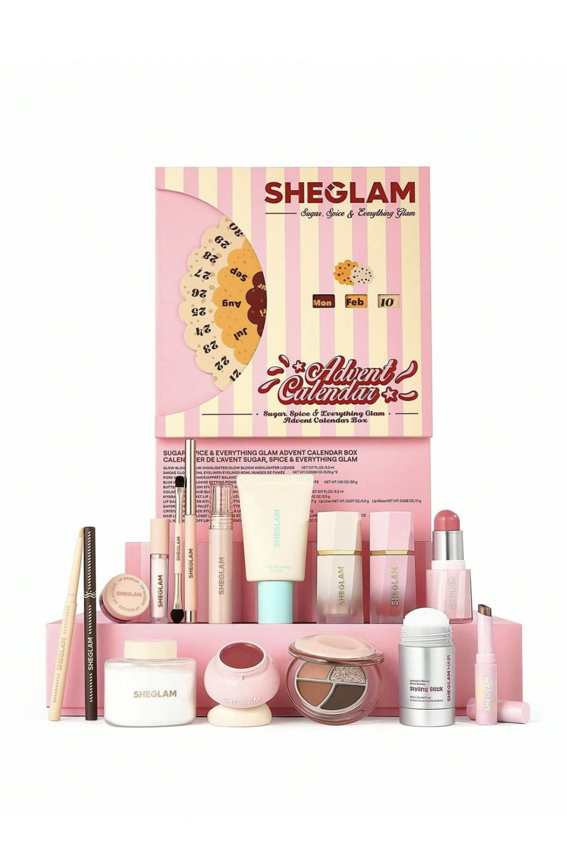 Dekorativ kosmetika dəsti No Brand Advent calendar 12 Days of Sweet Beauty Picks (praymer + kölgə paleti + gözlər üçün karandaş + tint + xaylayter + ənlik + dodaq balzamı + göz qələmi + dodaq parıldad