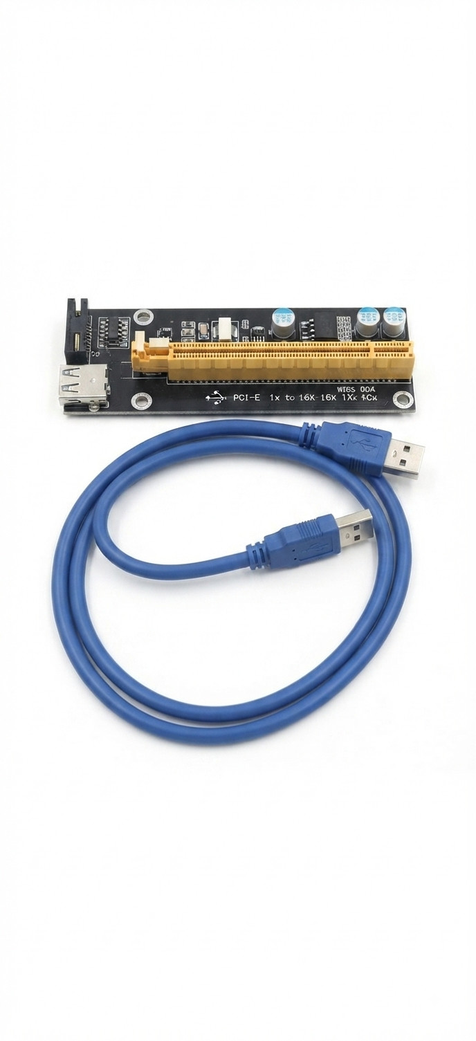 Riser kart PCI-E 1x–16x, Blue