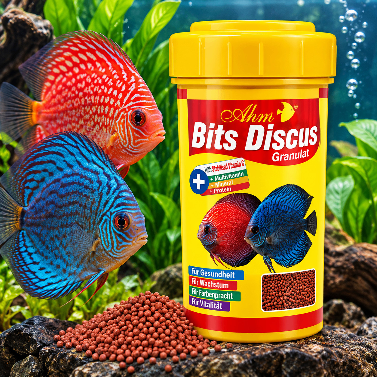 Diskus balığı üçün yem Ahm Bits Discus