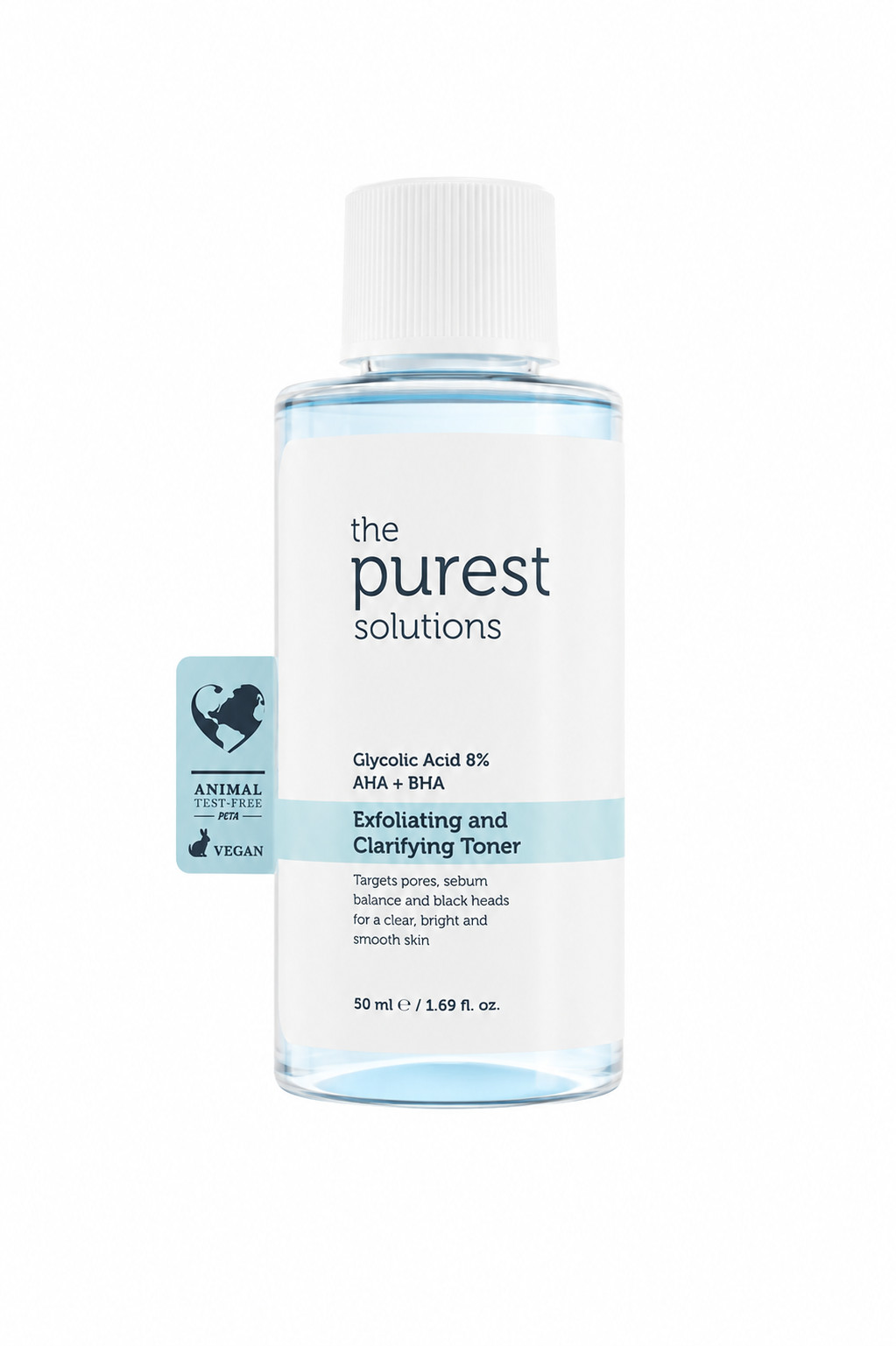 Üz üçün aşındırıcı və təmizləyici tonik The Purest Solutions Glycolic Acid 8% AHA+BHA, 50 ml