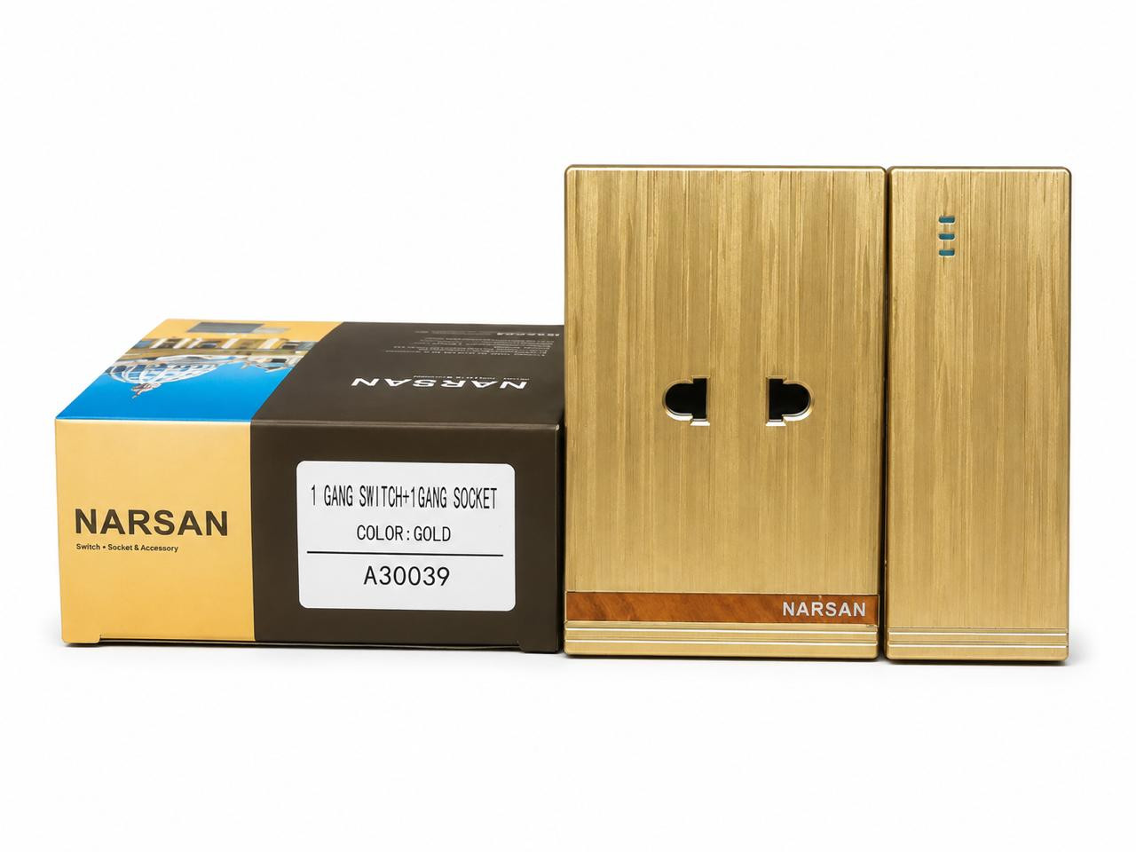 Rozetka-açar bloku NARsan, Qızılı, 1 port, 1 post/açar sayı