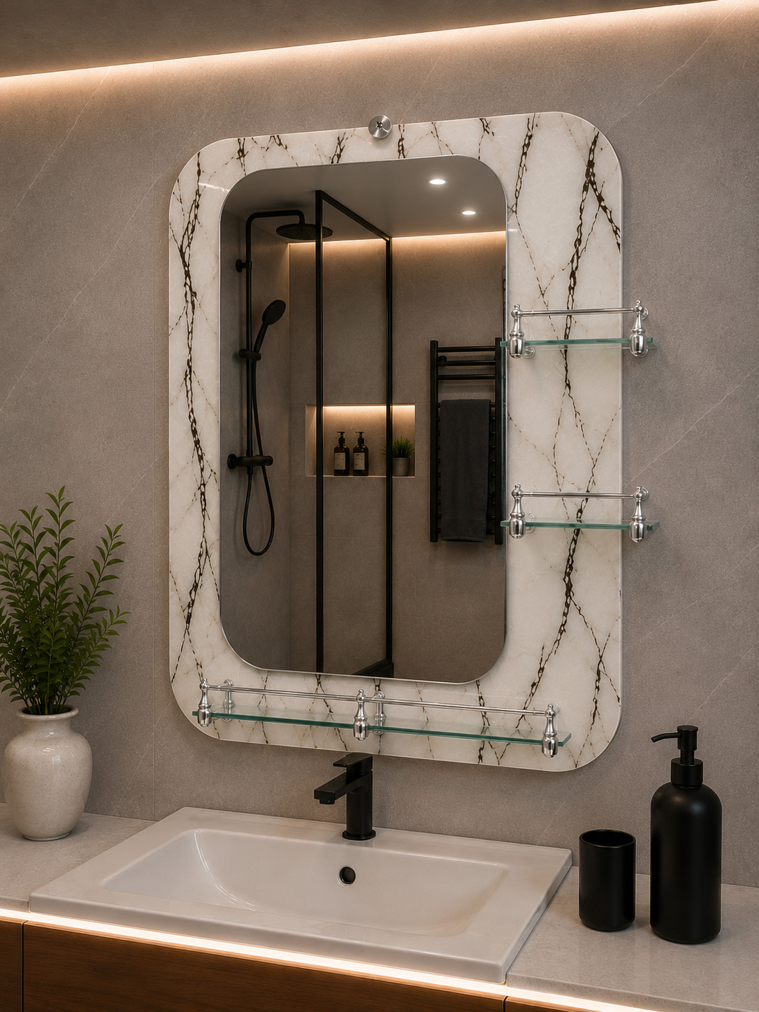 Divar güzgüsü hamam otağı üçün MS49, 70x50 sm