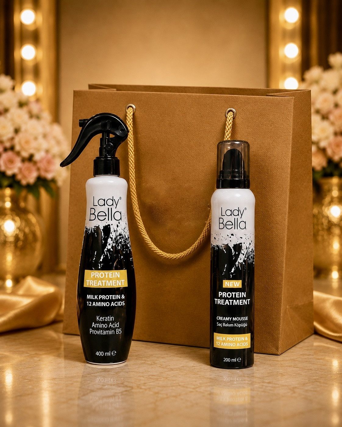 Qulluq üçün kosmetika dəsti No Brand (saç üçün sprey 400 ml + saç üçün muss 200 ml)