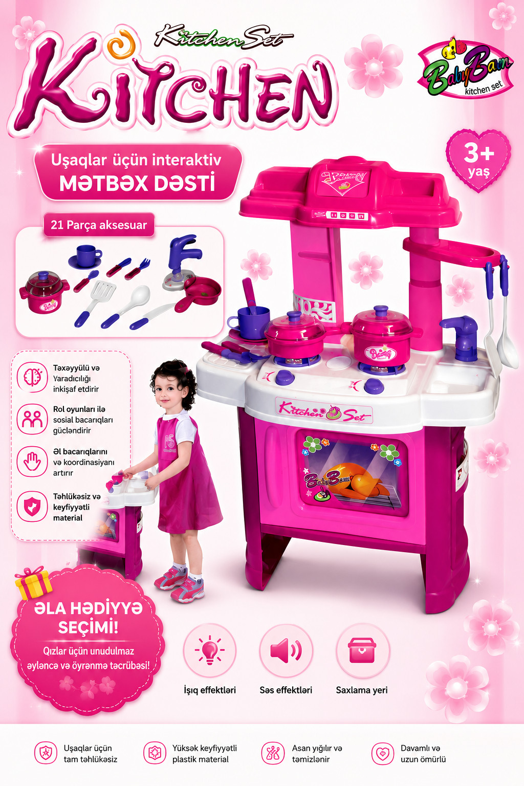 Oyuncaq mətbəx dəsti, çəhrayı