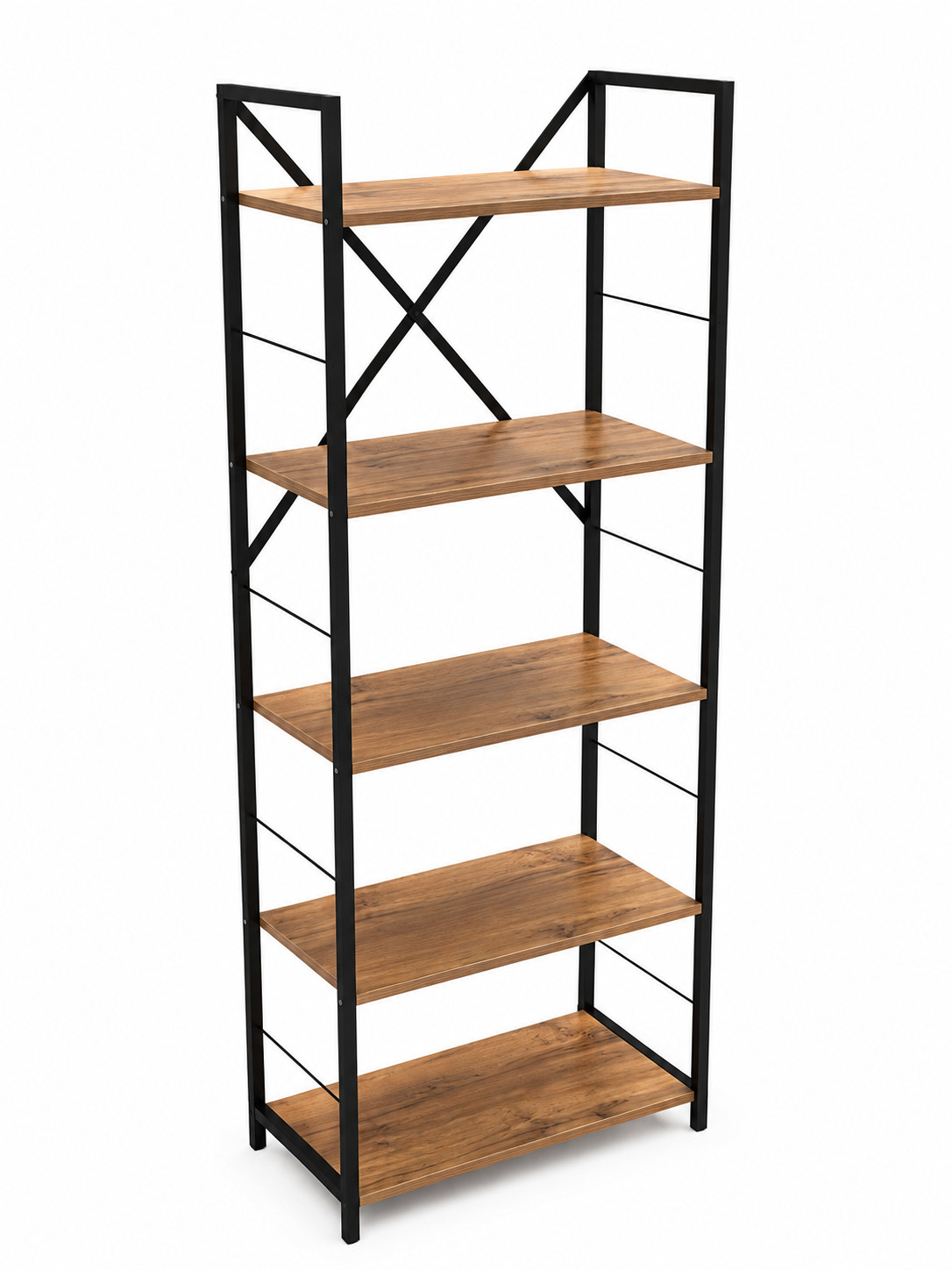 Stellaj, metal/laminat, qəhvəyi/qara, 70x180x35 sm
