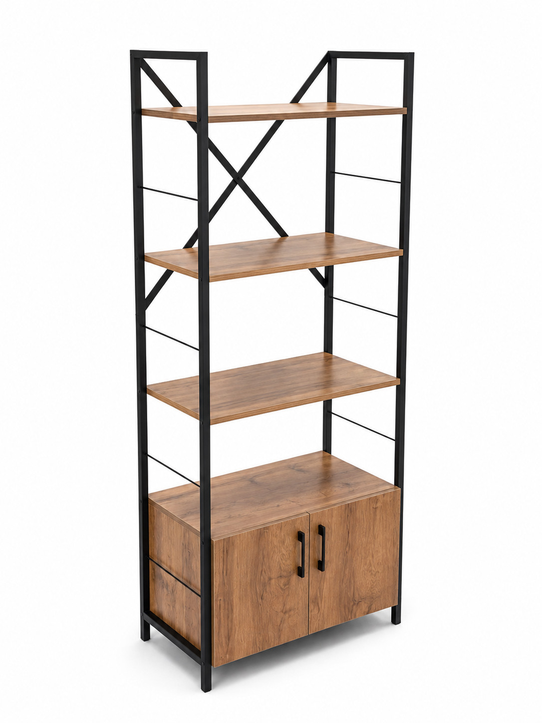 Stellaj, metal/laminat, qəhvəyi/qara, 70x180x35 sm