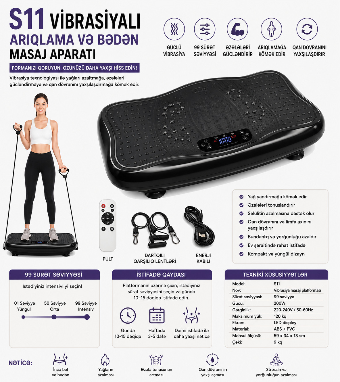 Vibro platforma, 25 Vt, qara