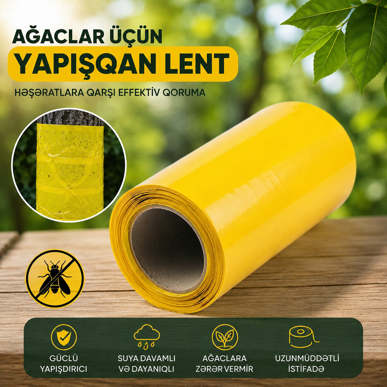 Ağaclar üçün həşərat əleyhinə yapışqan lent plastik