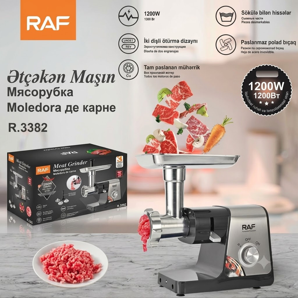 Ətçəkən maşın RAF 1200 W 1 kq/dəq boz