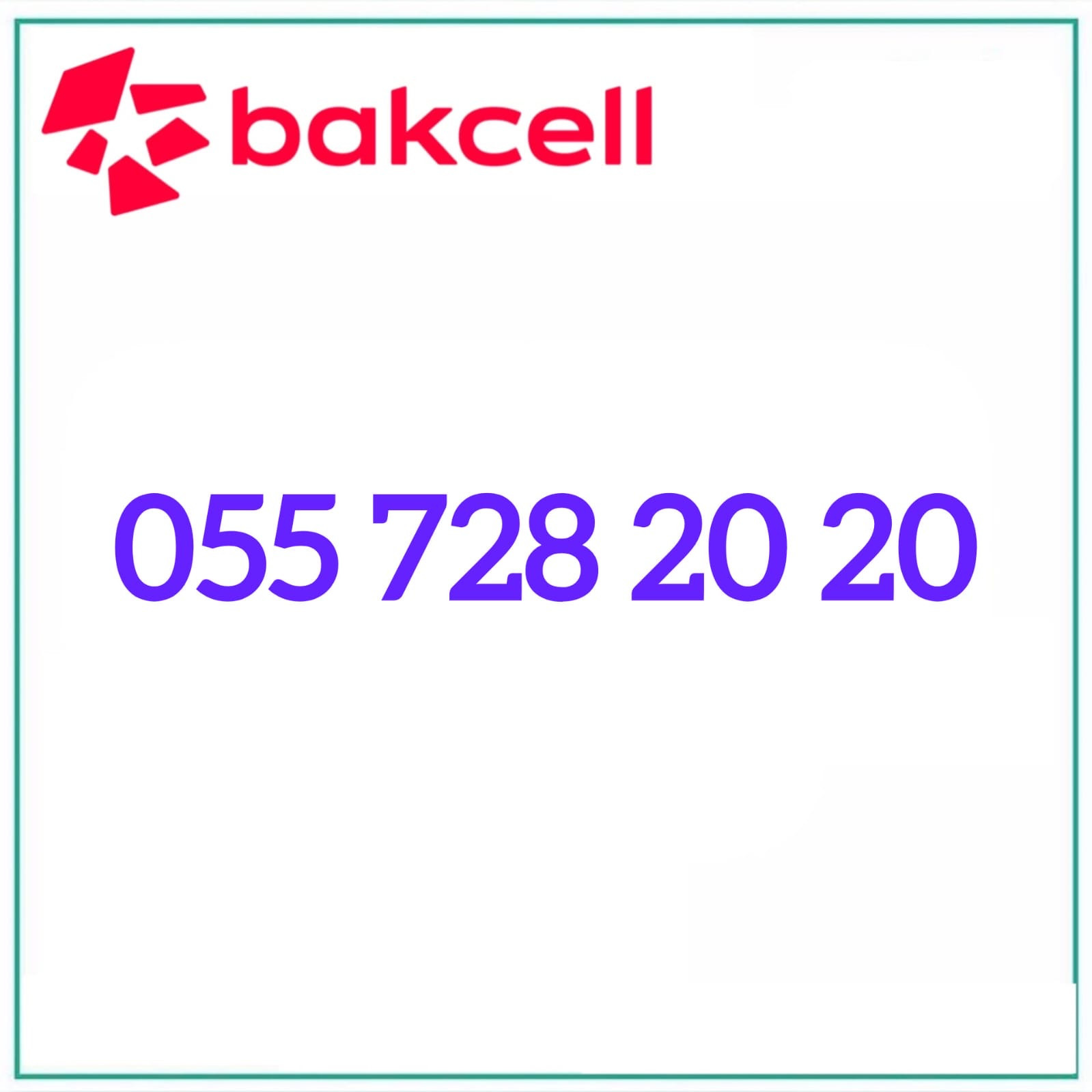 Mobil nömrə Bakcell +994 55 728 20 20 (Fiziki SIM).