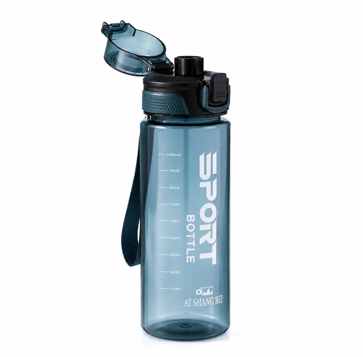İdman su qabı 1000 ml akril rəngbərəng
