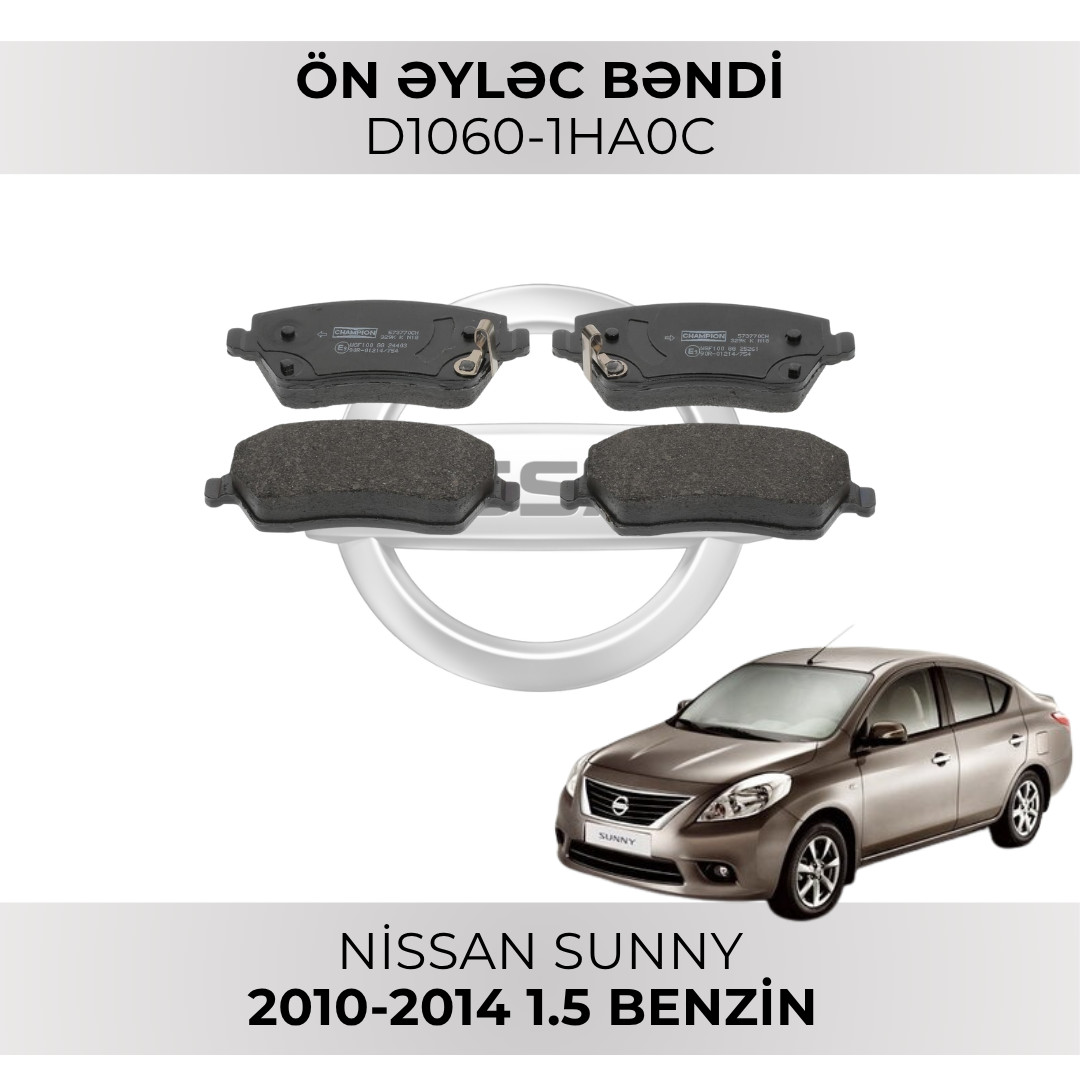 Ön əyləc qəlibləri 41060-AX625, D1060-1HA0C Nissan Sunny 1.5 2010-2014 üçün, analoq