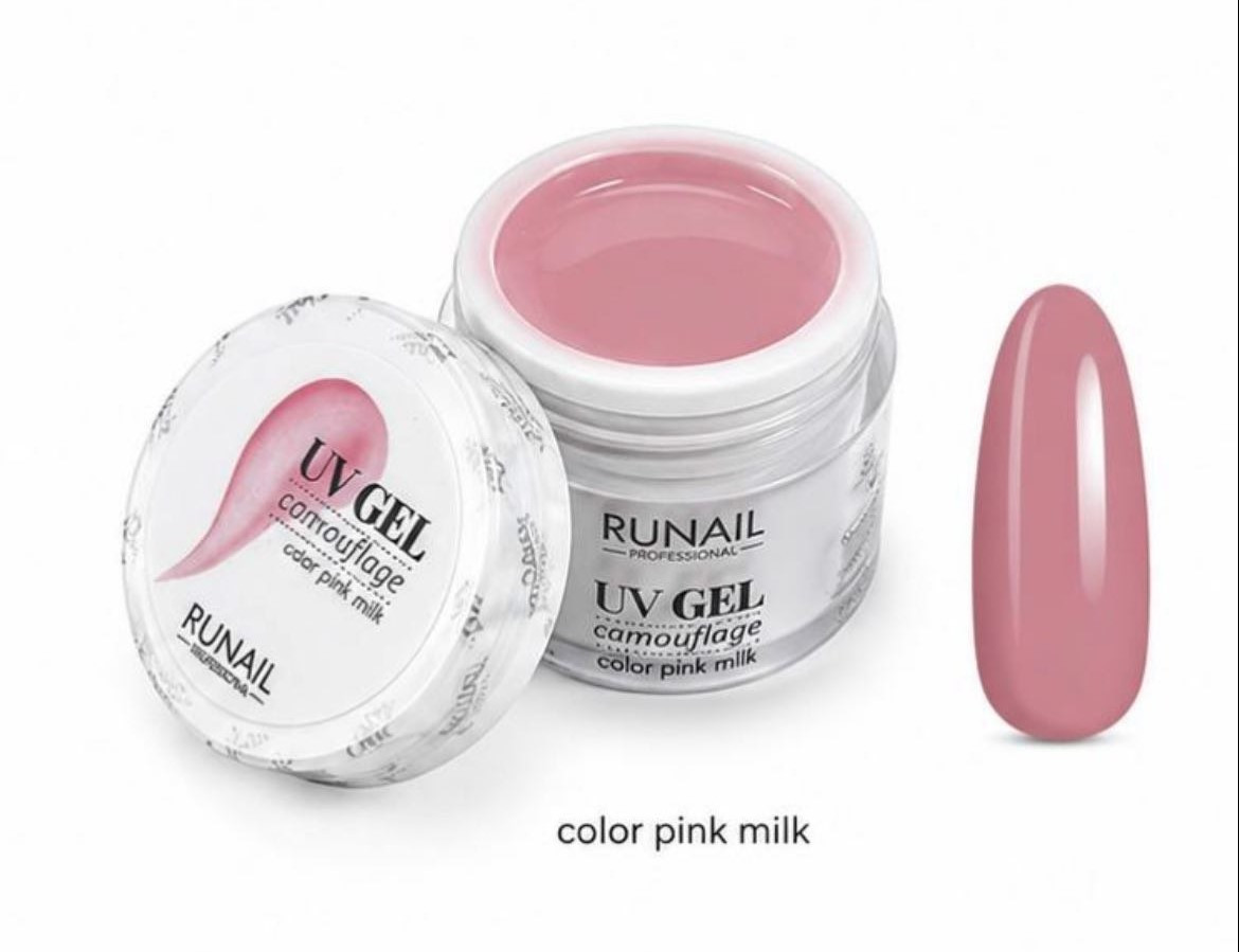 Dırnaqlar üçün kamuflyaj gel RuNail - Pink milk, 15 ml