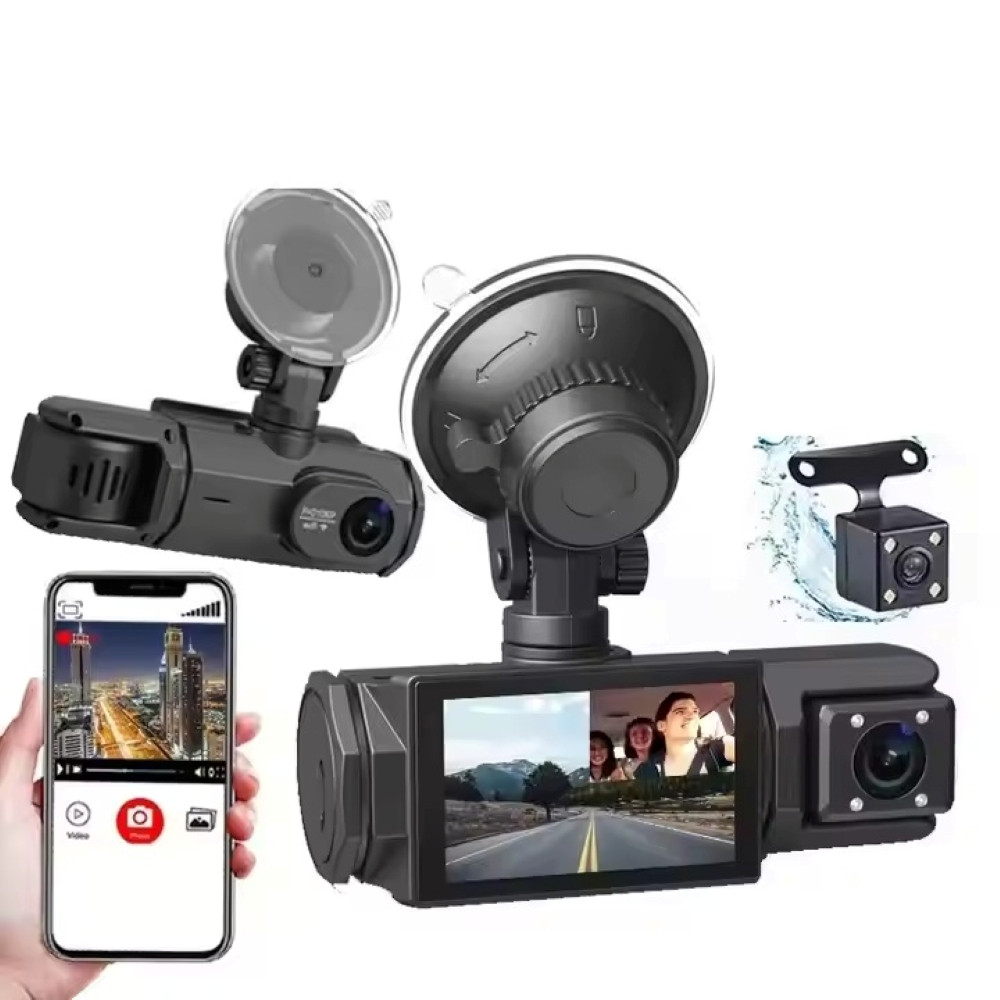 Avtomobil videoregistratoru, Arxa görünüş/Kabin kamerası/Əsas, 1080x720 piksel, MicroSD, Ekran