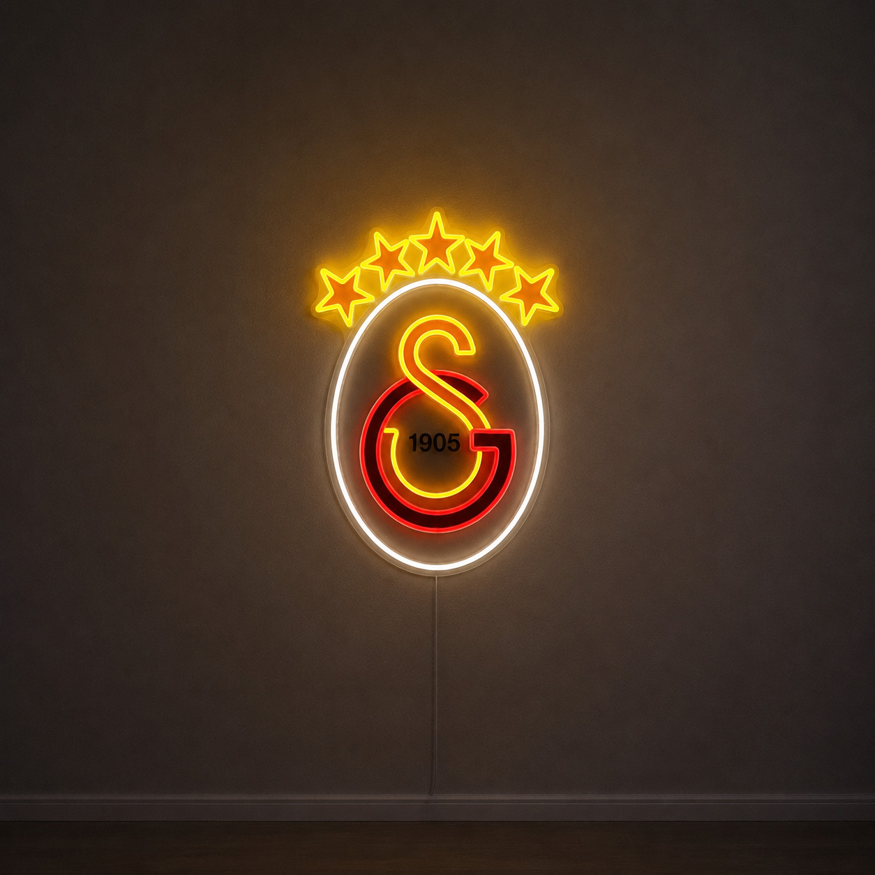 Azarkeş atributu Neon divar loqosu, Galatasaray SK, Divar üçün dekor, Futbol, Replika