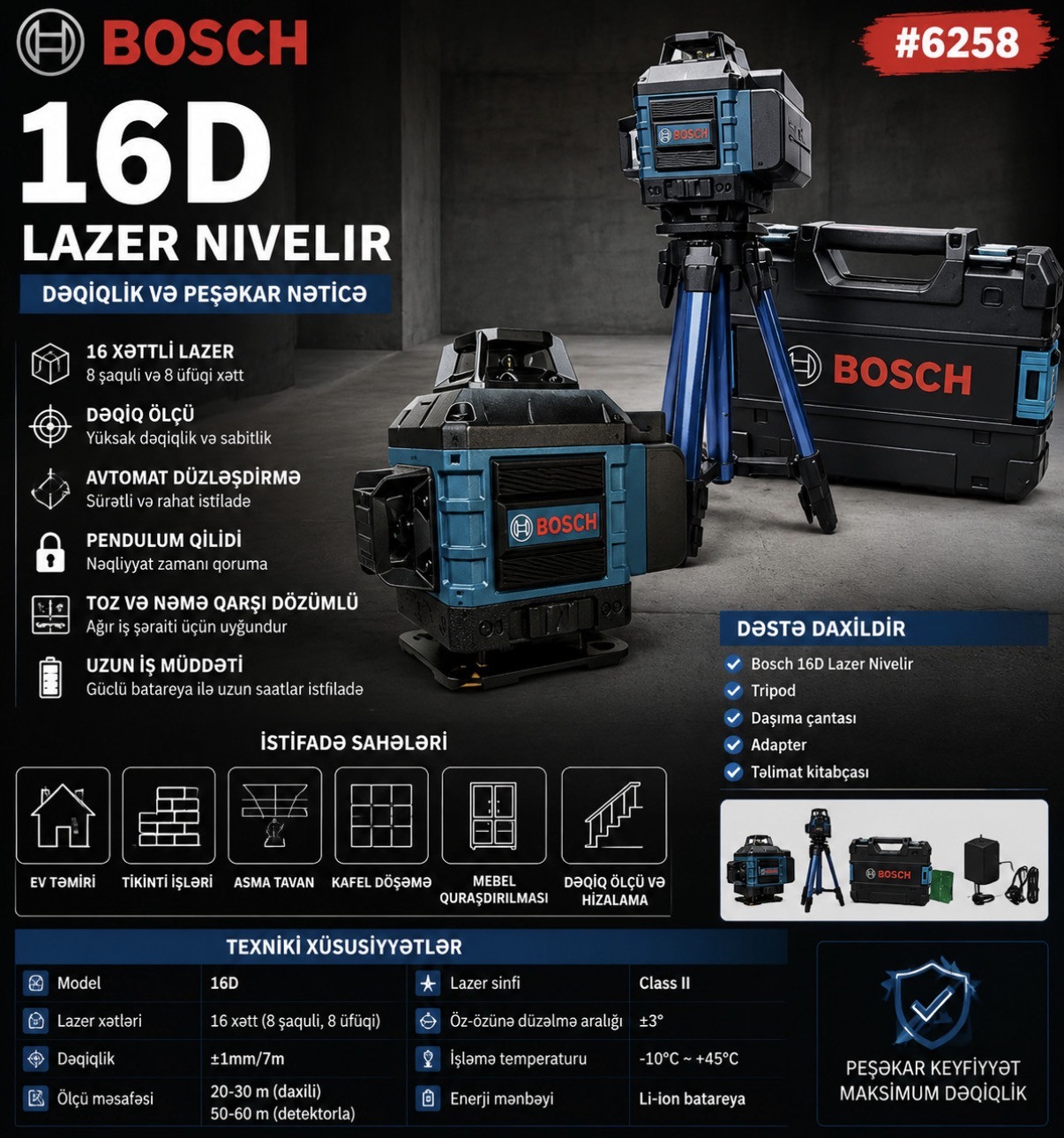 Lazer nivelir 11 100 m ±0.001 mm/m yaşıl