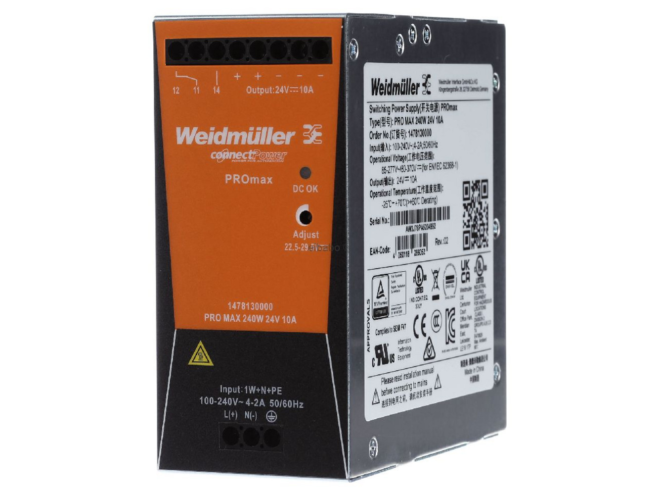İmpuls güc mənbəyi Weidmüller PRO MAX 240W, 24V, 10A