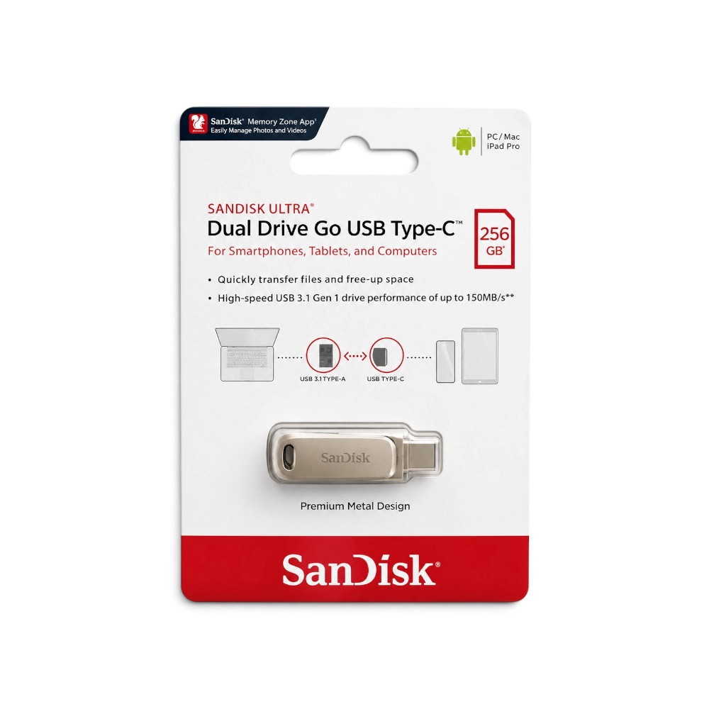 Fləş kart Sandisk, 256 GB, USB Type-C, Gümüşü