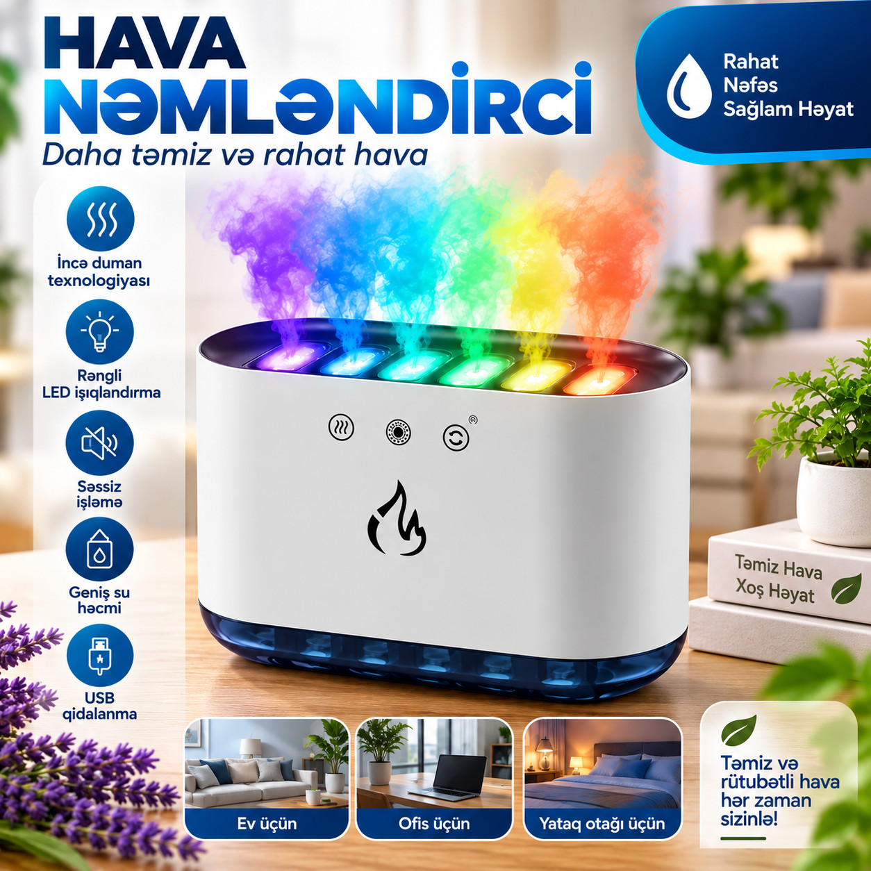 Buxarlı hava nəmləndiricisi 220 W ağ