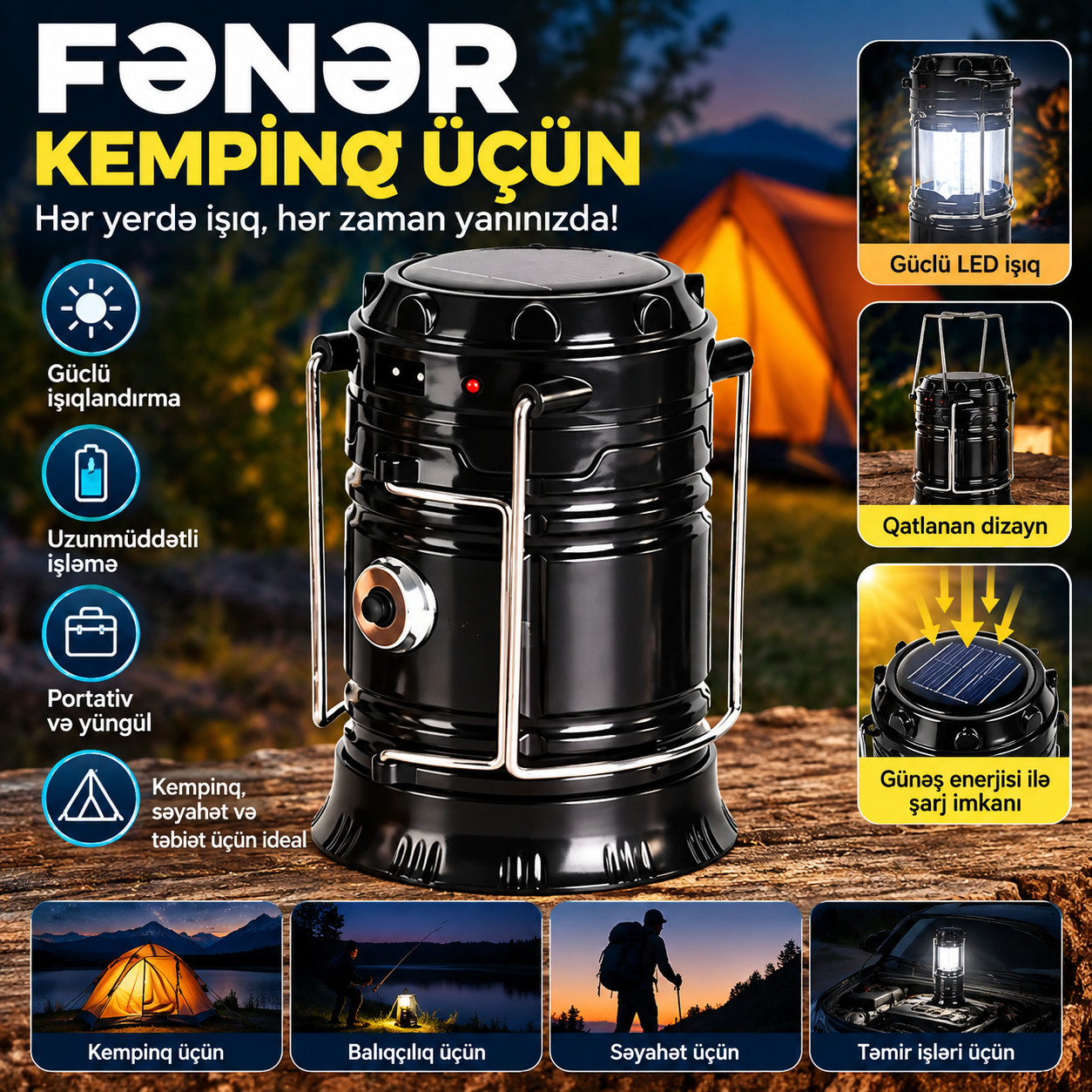 Kempinq fənəri No brand, Kempinq, Universal, Qara