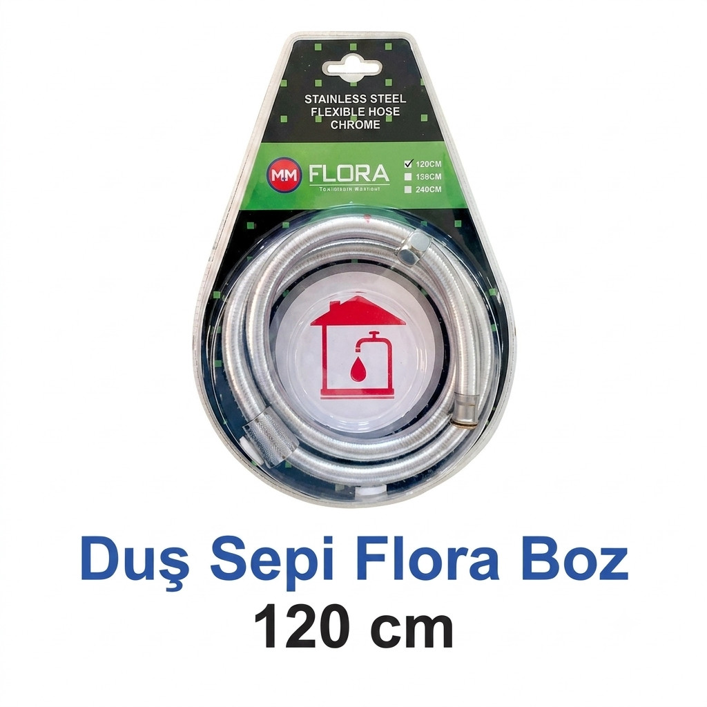 Duş şlanqı Flora silikon 120 sm boz