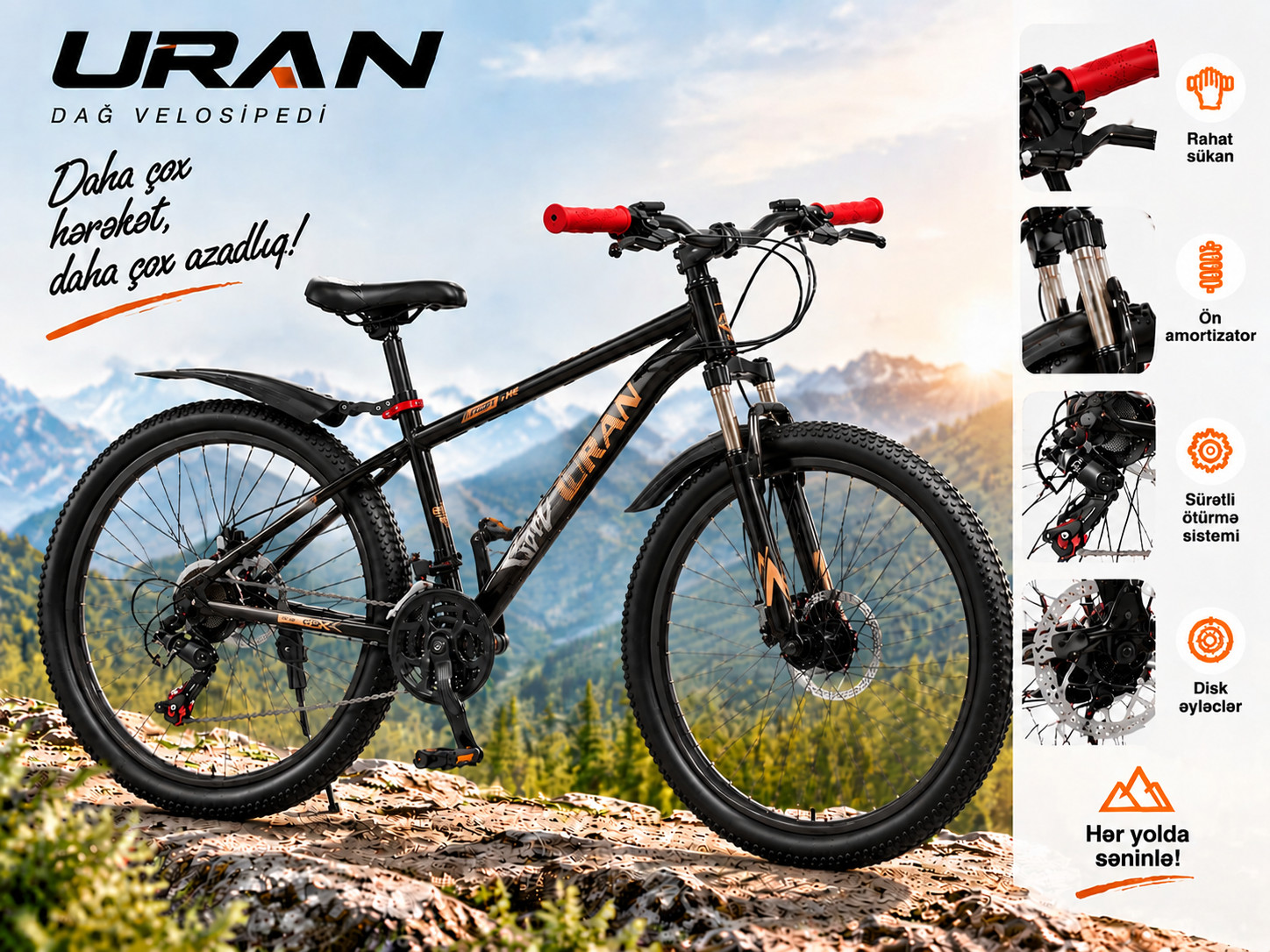 Dağ Velosipedi Uran Mountain Pro Premium 26 ölçü VP052 Qara V