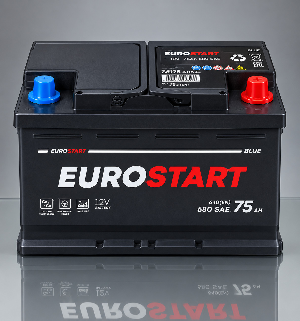 Avtomobil akkumulyatoru Eurostart 75 Ah 640 A 12 V