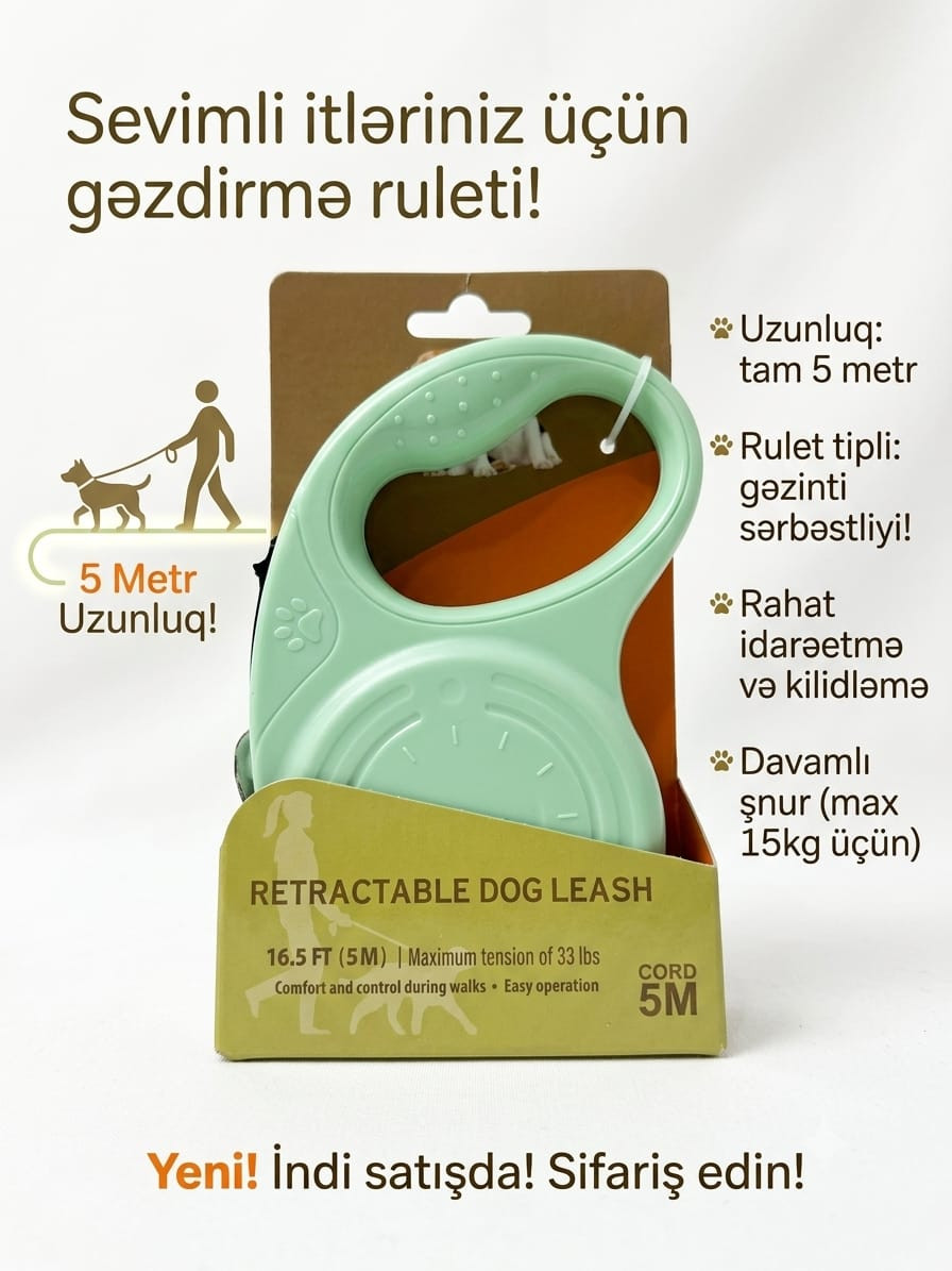 İt gəzdirmə ruletkası No brand, Ruletka, İt, Poliester, Karabin