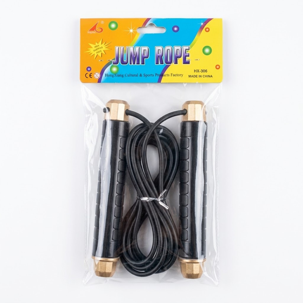 Atlanma ipi Jump Rope, 295 sm, qızılı/qara, plastik