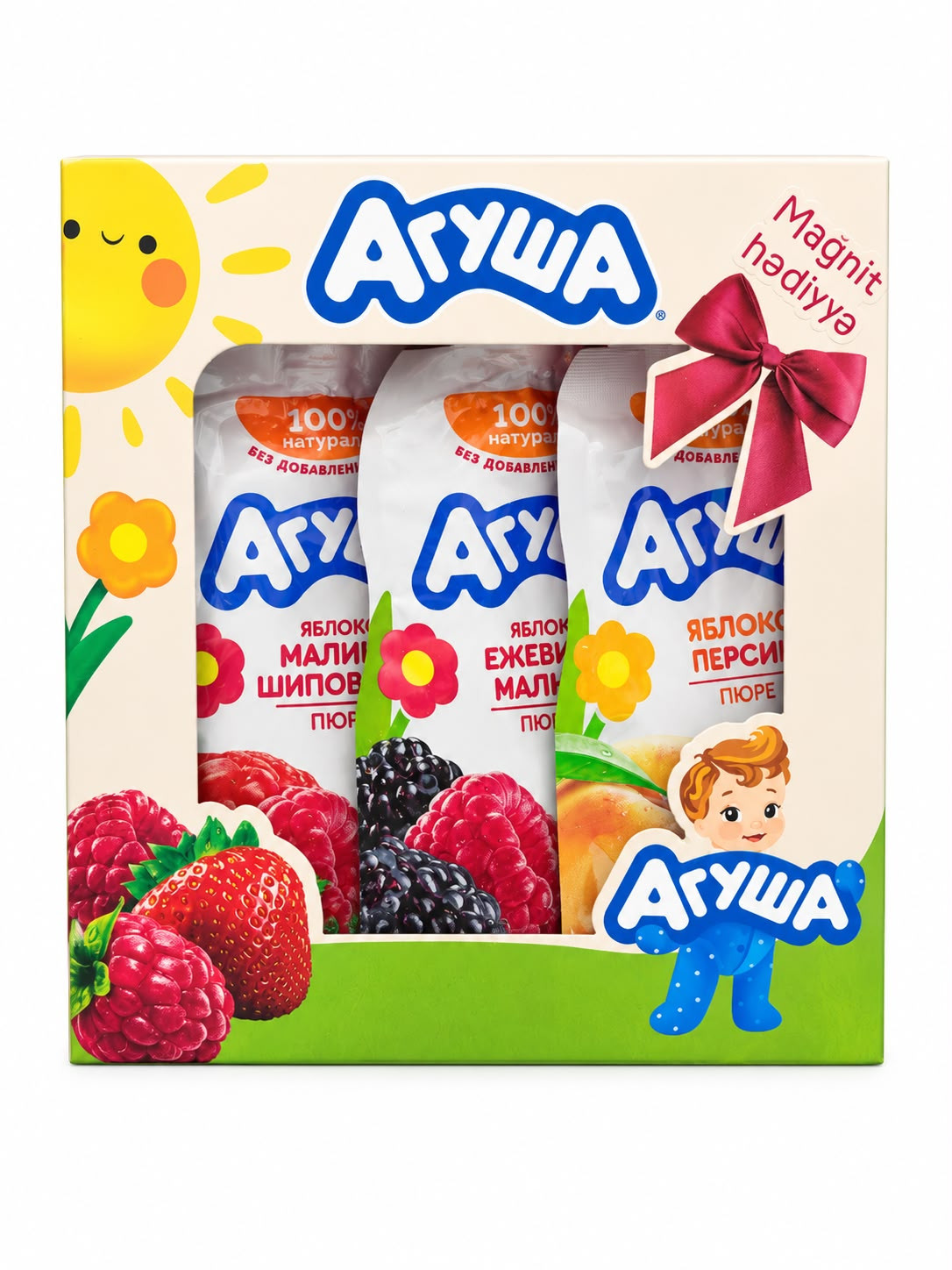 Püre dəsti Агуша, Meyvəli, 6+ ay, 90 q