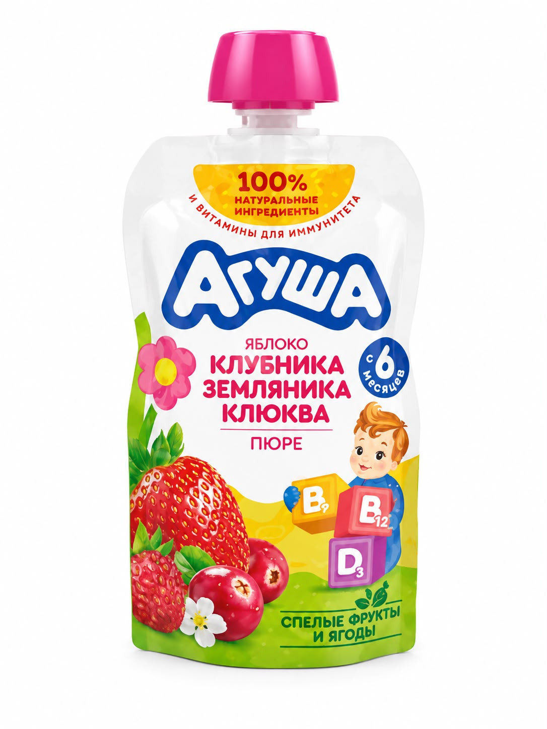 Uşaq püresi Агуша, Meyvəli, 6+ ay, 80 q