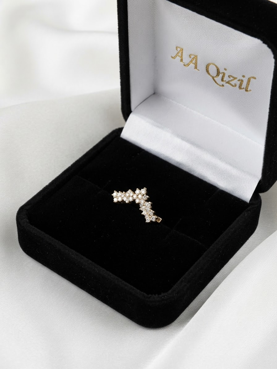 Pirsinq üçün sırğa AA qizil, qızıl 585 əyar