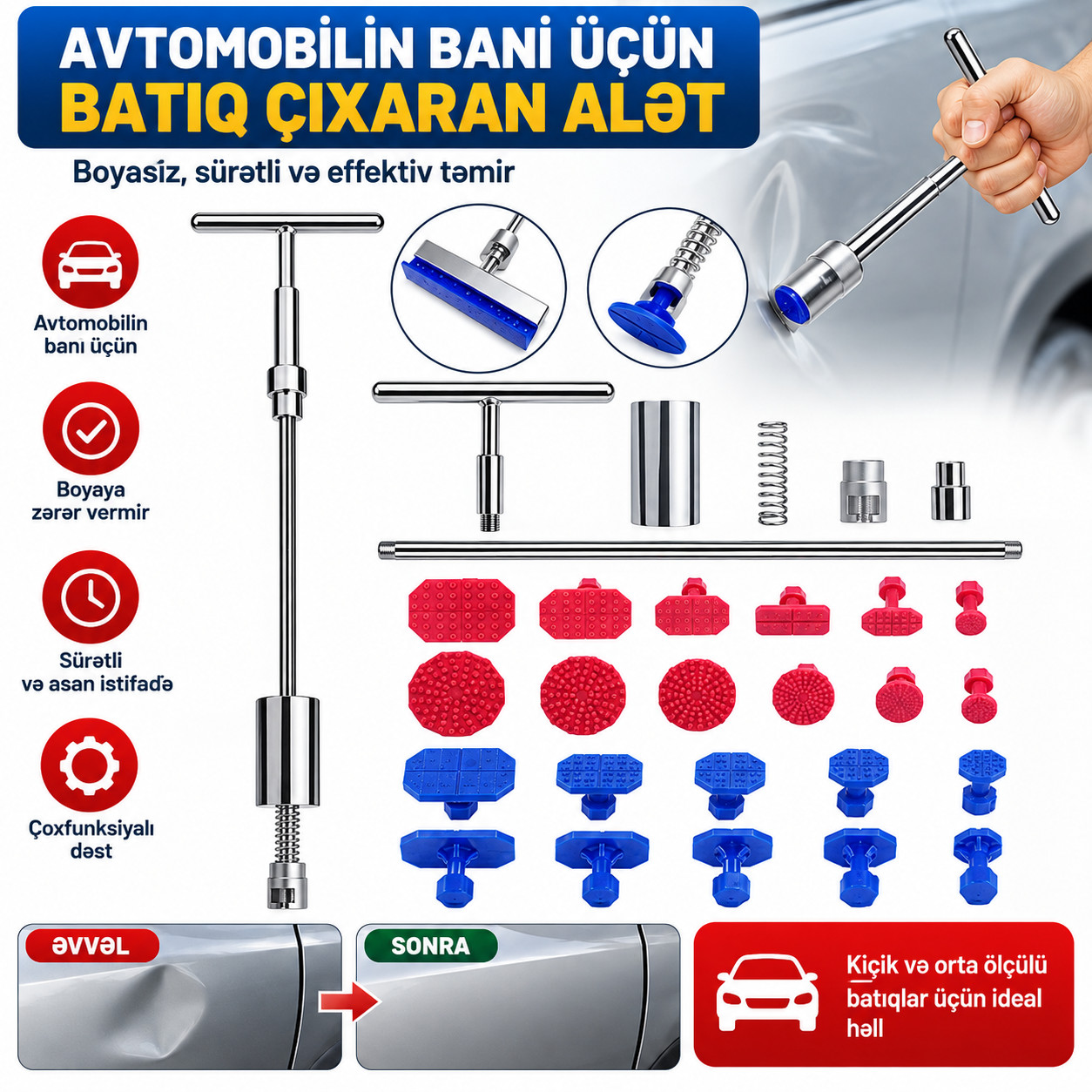 Avtomobilin banı üçün batıq çıxaran alət, gümüşü