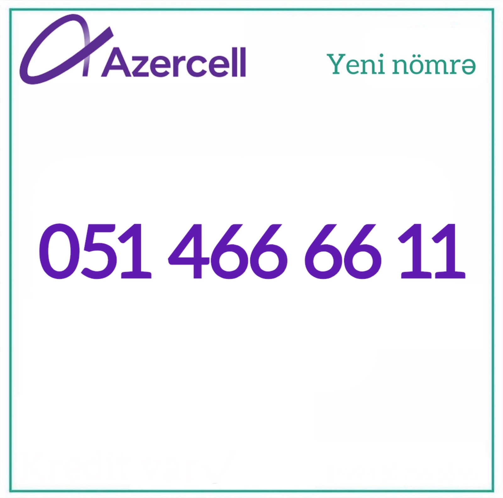 Mobil nömrə Azercell +994 51 466 66 11, fiziki SIM
