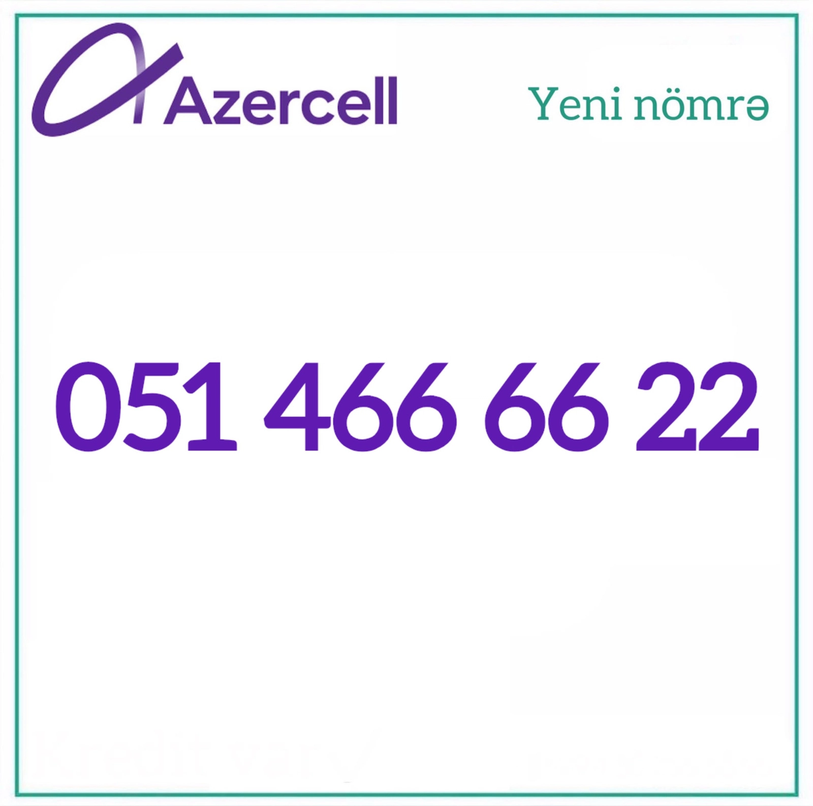 Mobil nömrə Azercell +994 51 466 66 22, fiziki SIM