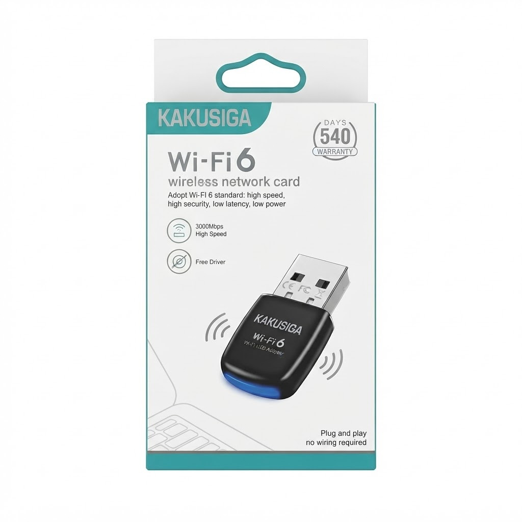 Wi-Fi adapter Kakusiga, 300 Mbit/san, 2.4 GHz, qara