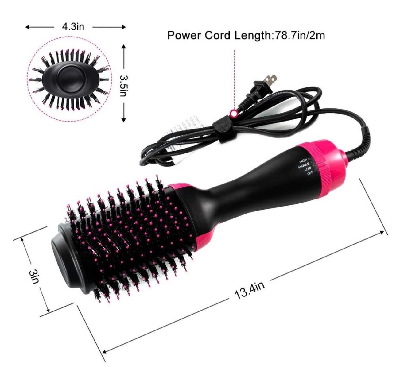 Saç üçün fen-stayler 1000W Qara/Çəhrayı