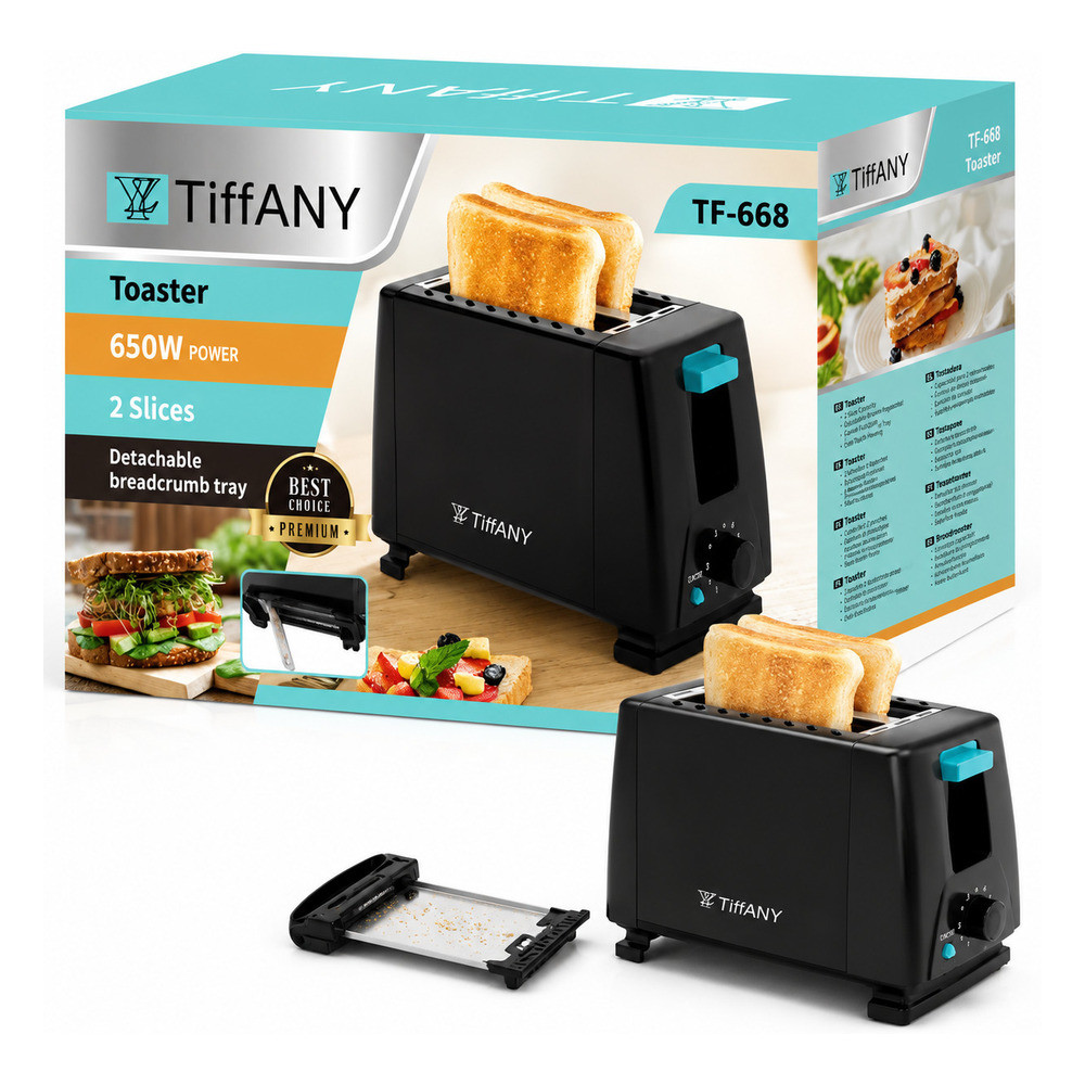 Toster Tiffany, 2 bölmə, 700 Vt, Qara