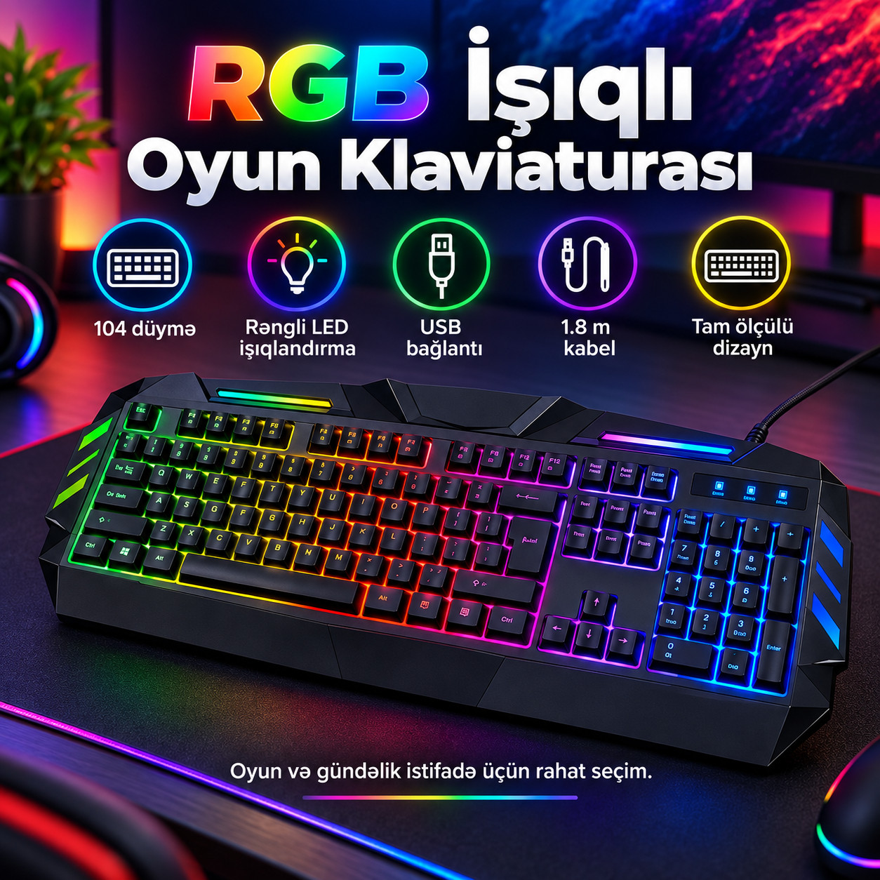 Klaviatura, Membran, Tam ölçü, USB